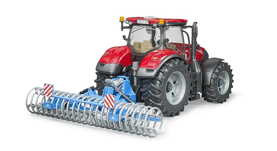 Bruder Lemken VarioPack montiert an der Frontkupplung eines roten Traktors