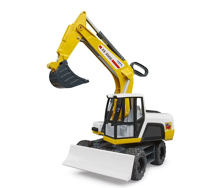 Um 360 Grad drehbarer Aufbau des BRUDER Baggers für realistisches Spielen auf der Baustelle