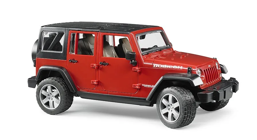 Bruder Jeep Wrangler Unlimited Rubicon in Rot, Offroad-Spielzeugfahrzeug im Maßstab 1:16