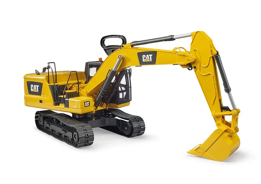 Bruder 02483 CAT Raupenbagger in Gelb mit Kettenlaufwerk und Tieflöffel, Spielzeug 1:16