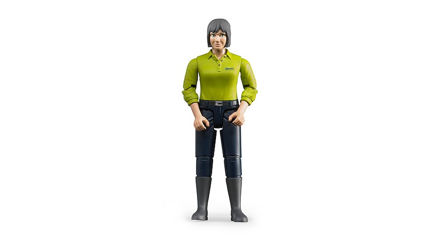BRUDER bworld Spielfigur 60405: Frau mit grünem Hemd und dunkelblauer Jeans