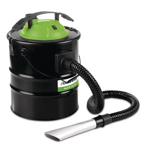 Cleancraft flexCAT 120 VCA Aschesauger, schwarzer Behälter mit grünem Deckel und Metalldüse