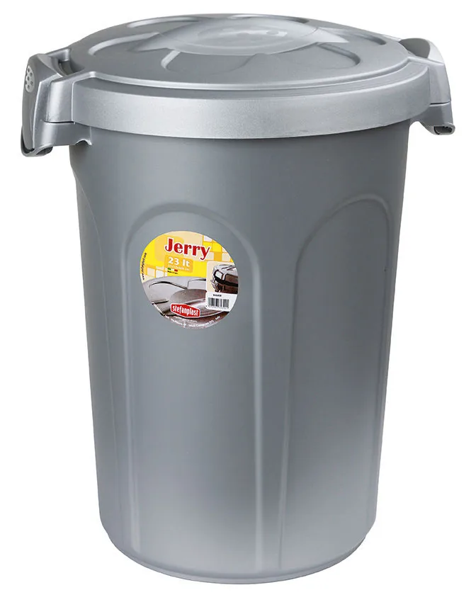 Kerbl Futtertonne Jerry in Grau mit Deckel, 23-Liter-Trockenfutterbehälter