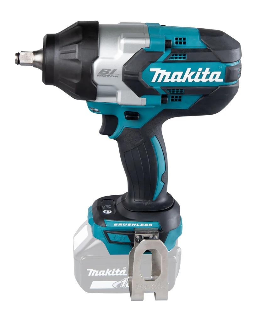Makita DTW1002Z Akku-Schlagschrauber in der Seitenansicht mit Vierkant und bürstenlosem Motor