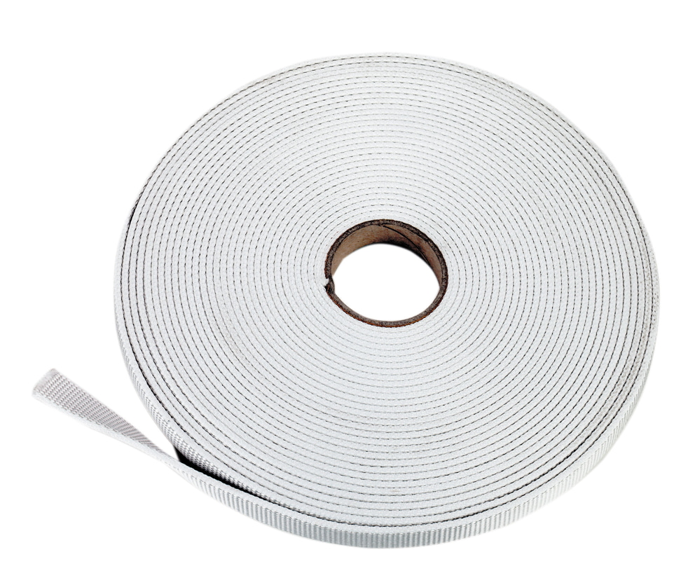 Kerbl Tieranbindegurt 25 mm, weiß, 10m-Rolle, ideal für Rinderanbindung und Tierhaltung.