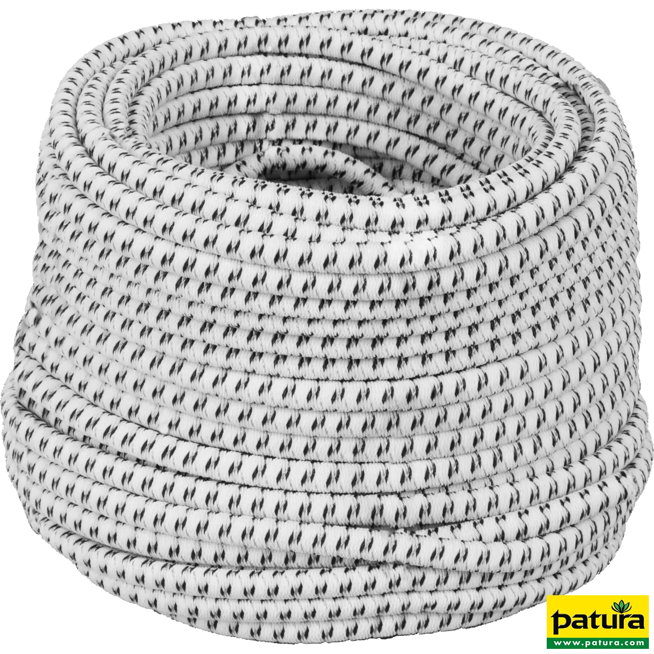Patura Elastik-Elektroseil 8 mm in Weiß-Schwarz, 25-m-Ring, dehnbares Weidezaunseil