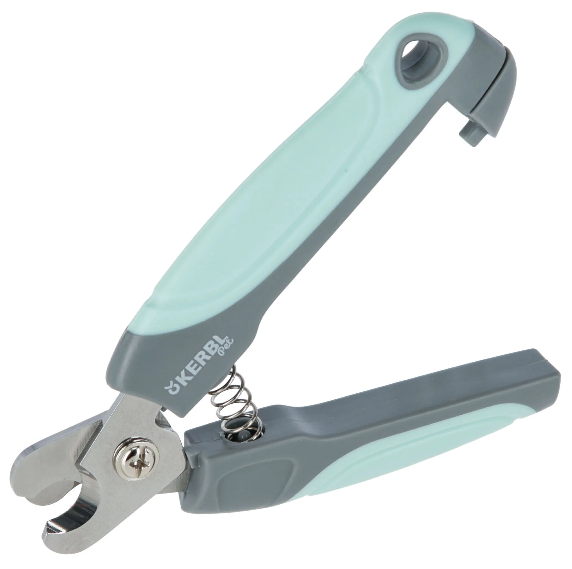 Kerbl Krallenschneider 14 cm in Mint-Grau mit Schnittbegrenzung und Ergo-Griff