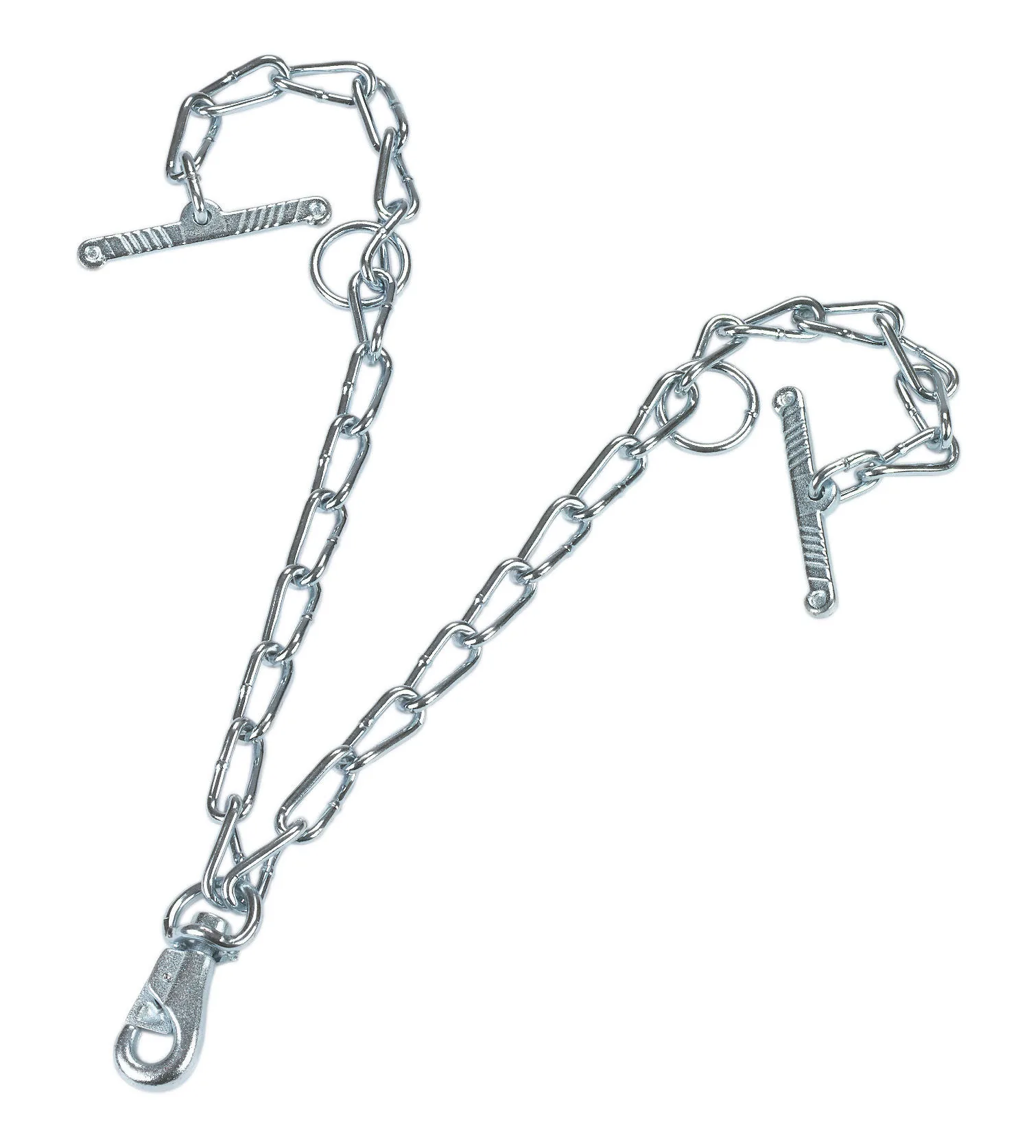 Kerbl doppeltes Kettenteil aus verzinktem Stahl mit Karabiner und Knebeln, 6 mm