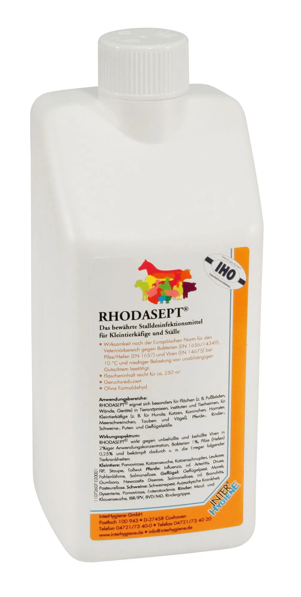 Kerbl Rhodasept Stalldesinfektionsmittel in der weißen Flasche, 1 kg