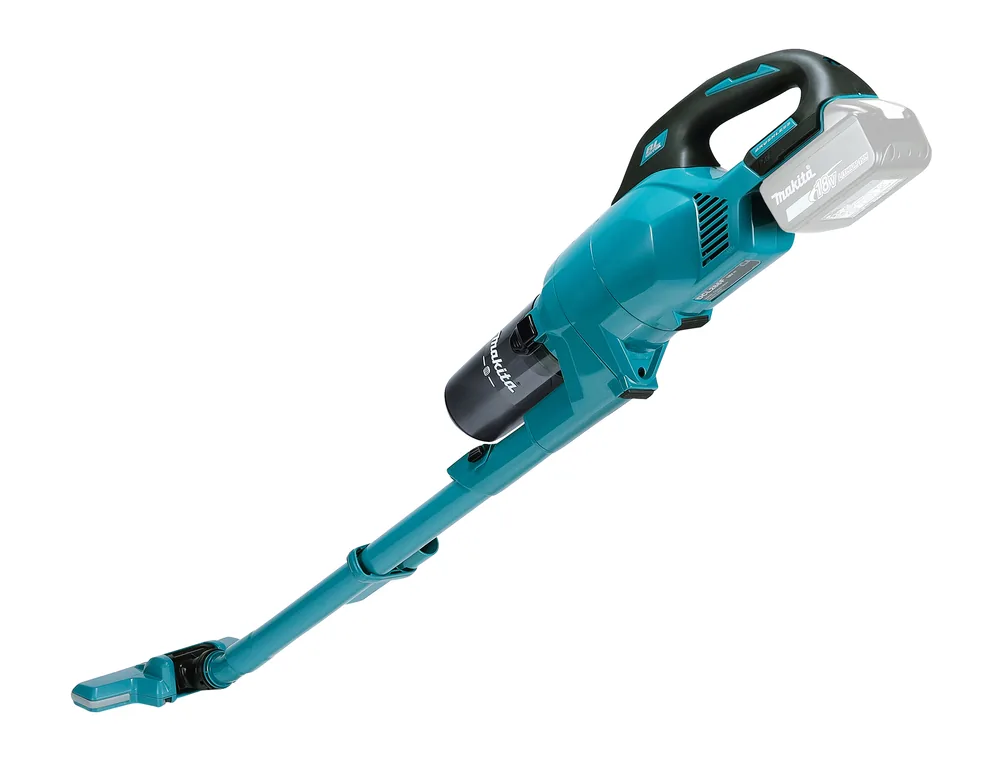 Makita DCL286FZ Akku-Staubsauger in der Seitenansicht mit Düse