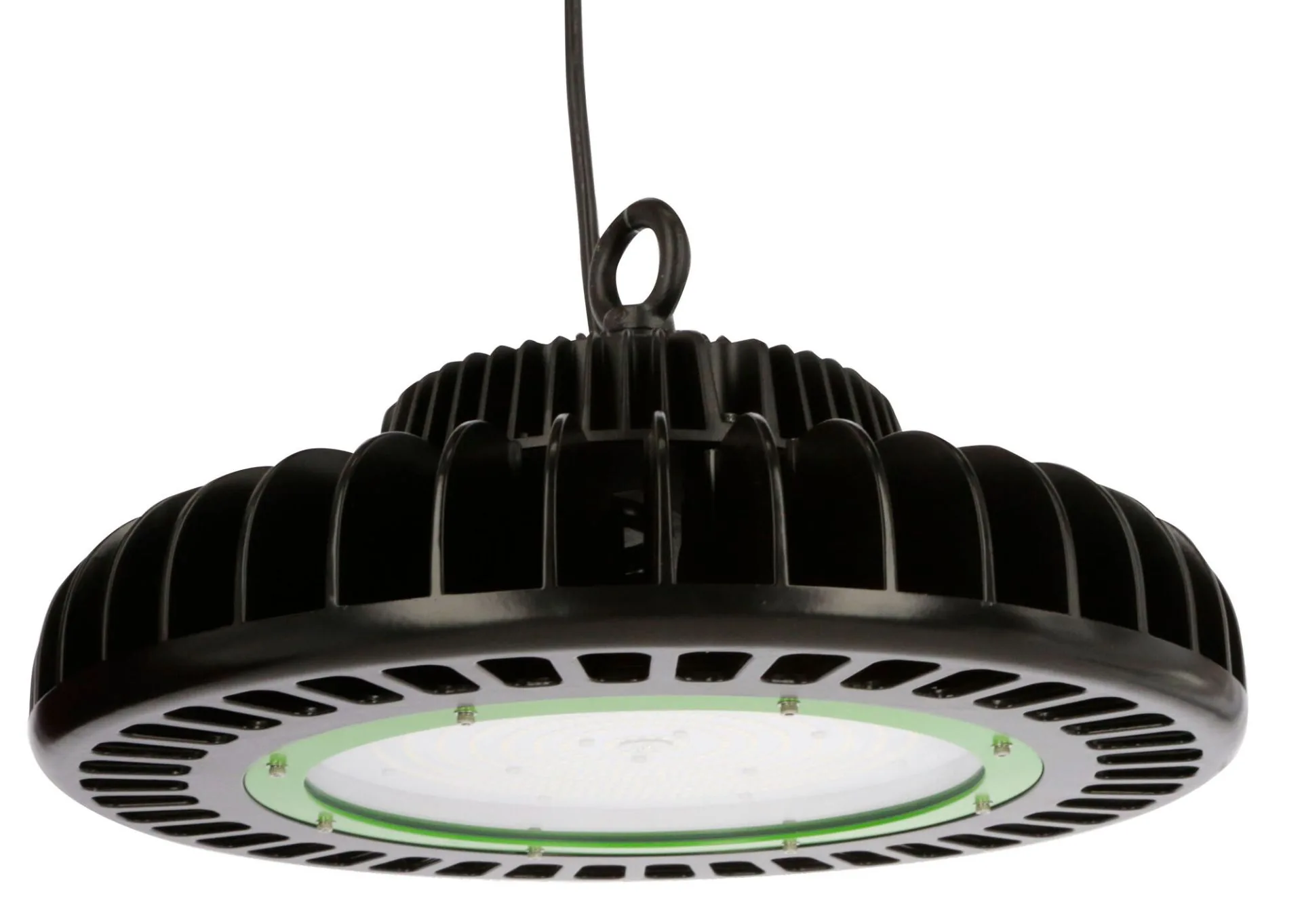 Kerbl LED-Hallenstrahler 240 W, runder schwarzer Strahler mit grünem Ring