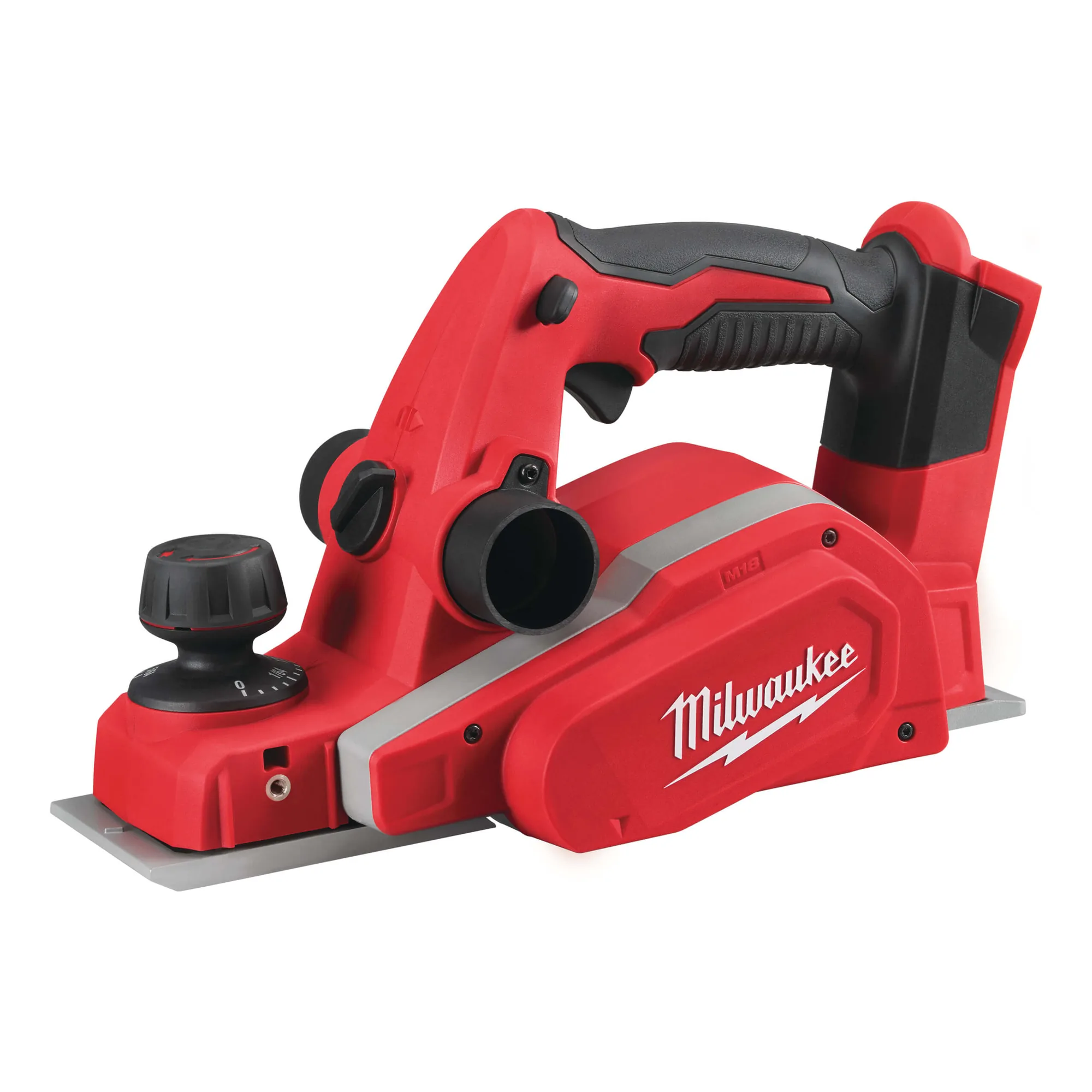 Milwaukee M18 BP-0 Akku-Hobel in Rot-Schwarz, Seitenansicht