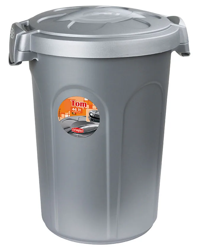 Kerbl Futtertonne Tom in Grau mit Deckel und Verschlüssen, 46 Liter