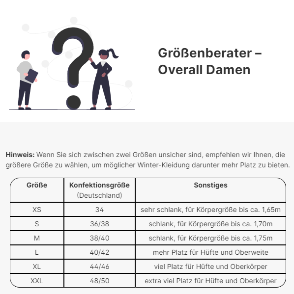 Overall Damen Hairtex anthrazit Göße S