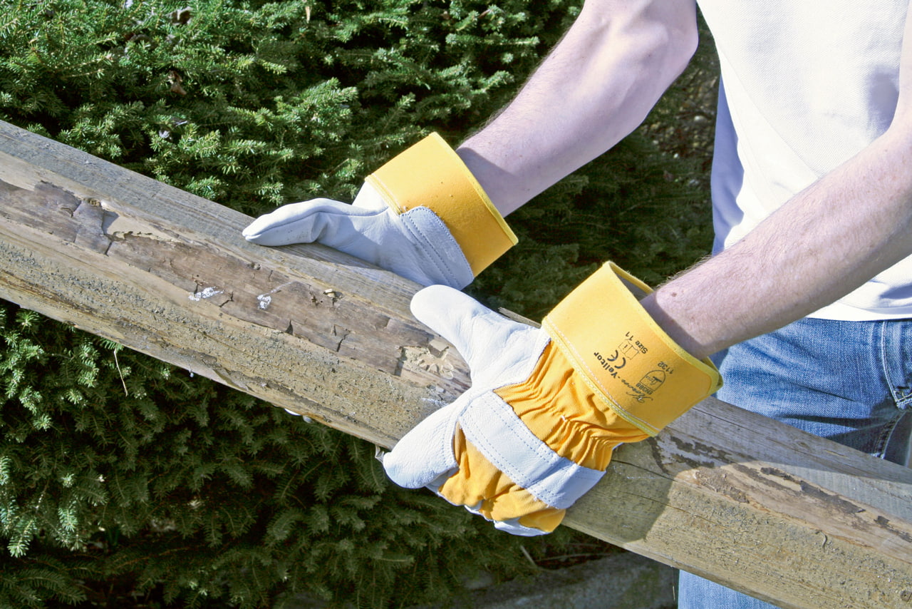 Kerbl Rindslederhandschuh Yelltor Größe 10 - Robustes und ergonomisches Arbeitsleder für Landwirte