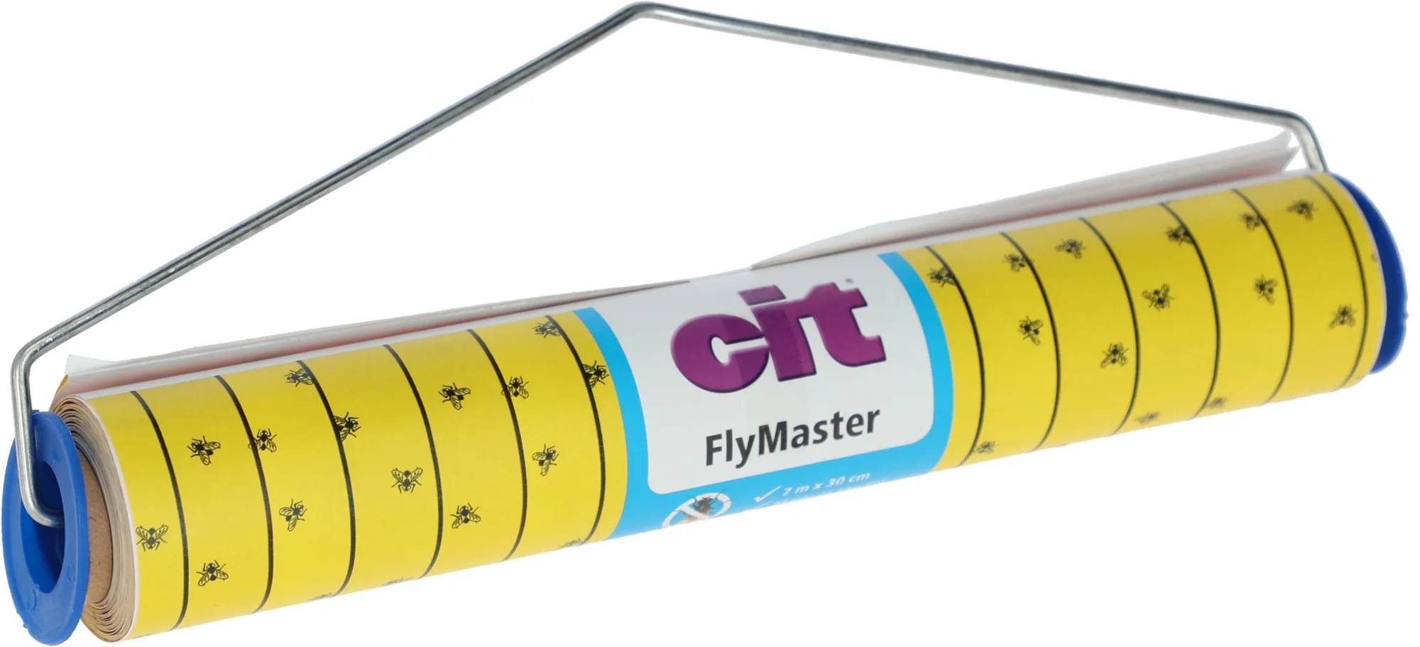 Stall-Fliegenrolle cit FlyMaster mit Halter, 7 m gelbes Fliegenfängerband zur Insektenbekämpfung