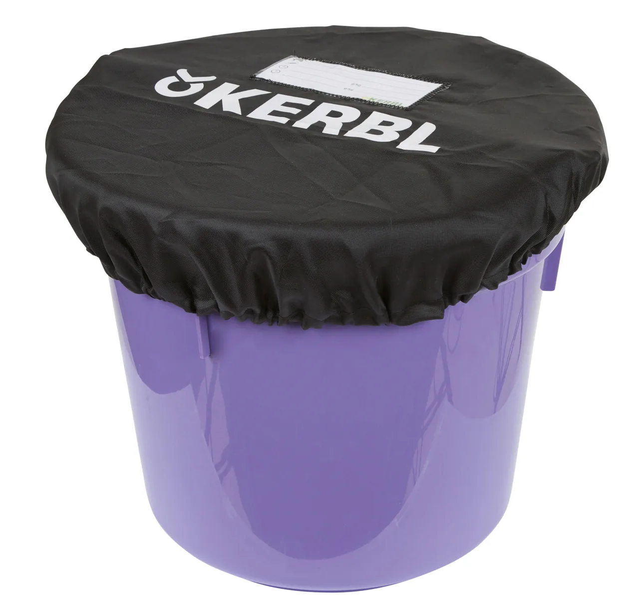 Violetter Eimer mit schwarzer Kerbl-Eimerabdeckung