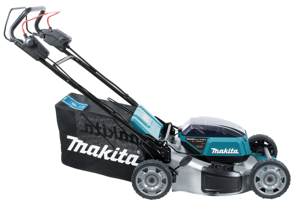 Makita DLM536PT2 Akku-Rasenmäher – 53 cm Selbstfahrender Mäher mit 2 x 18 V 5, 0 Ah Akkus
