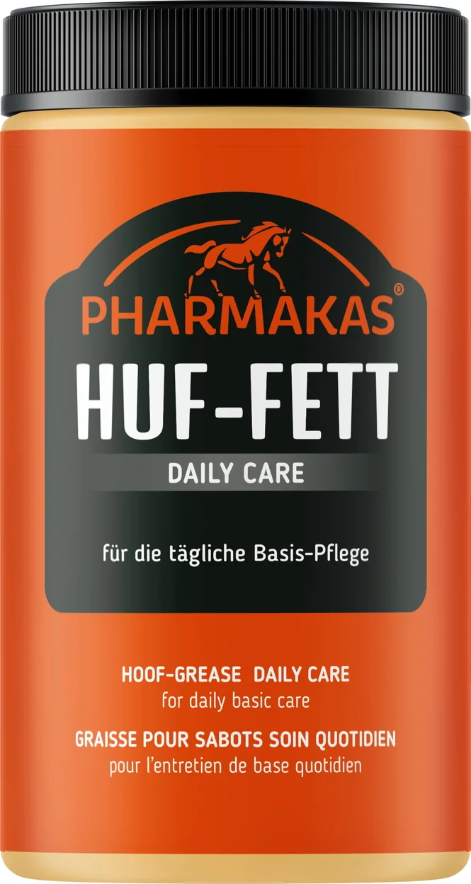 Pharmakas Huf-Fett Daily Care in der orangefarbenen Dose, 1 Liter