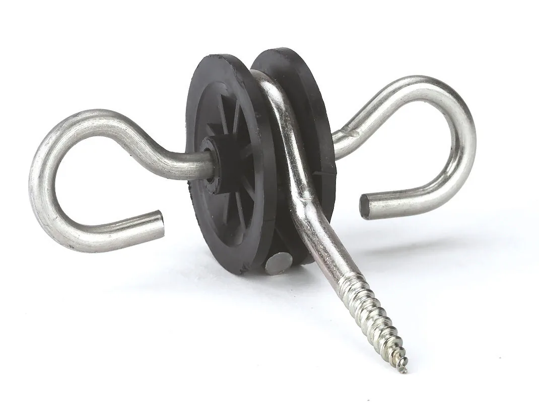 Kerbl Torgriff-Isolator mit Kunststoffrolle, Metallhaken und Schraubanker