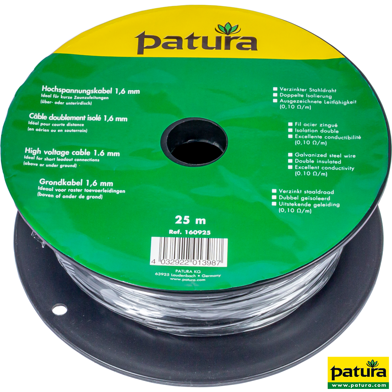 Patura Hochspannungs-Elektrozaunkabel 1, 6 mm, 25 m Rolle