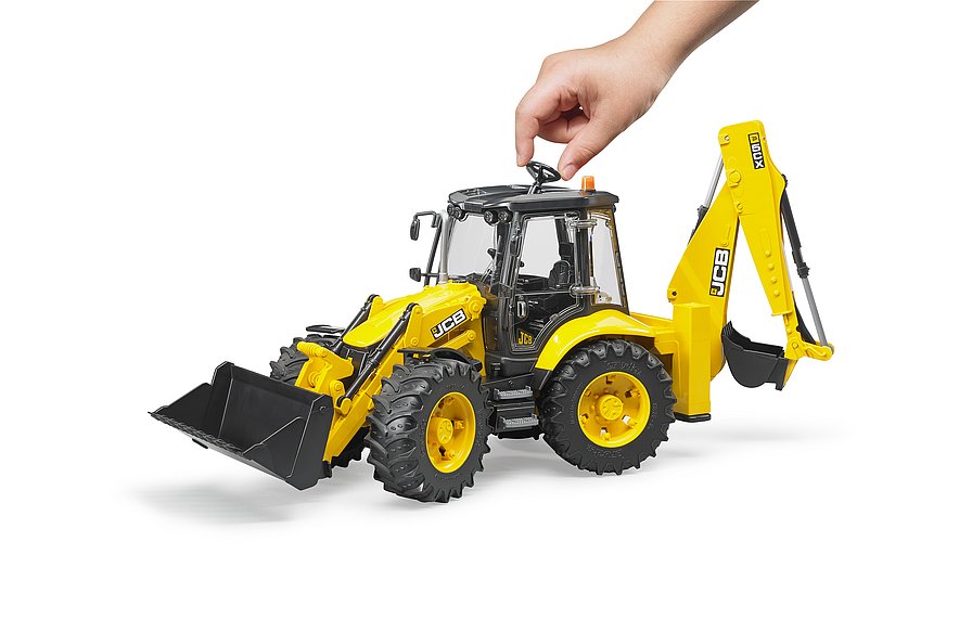 Kinderleichte Steuerung: Lenken des JCB Traktors durch das Schiebedach mit Lenkverlängerung