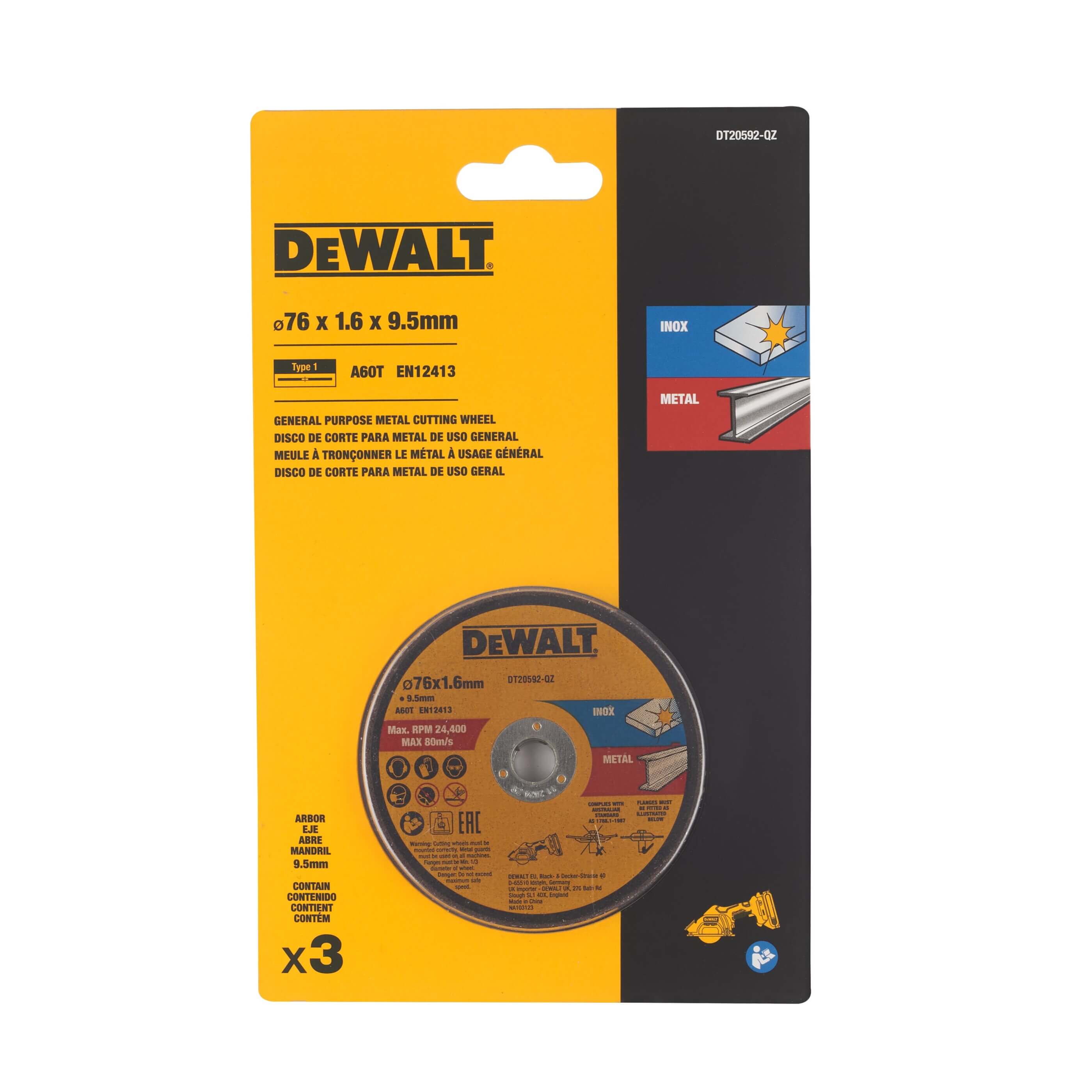 DeWalt DT20592 High-Performance Trennscheibe 76 x 1, 6 x 9, 5 mm – Präzises Schneiden von Metall und Edelstahl DeWalt DT20592 High-Performance Trennscheibe 76 x 1, 6 x 9, 5 mm – Präzises Schneiden von Metall und Edelstahl