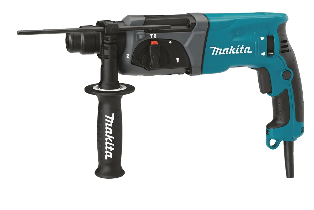 Makita Kombihammer HR2470 in Türkis-Schwarz mit SDS-Plus-Aufnahme und Zusatzgriff