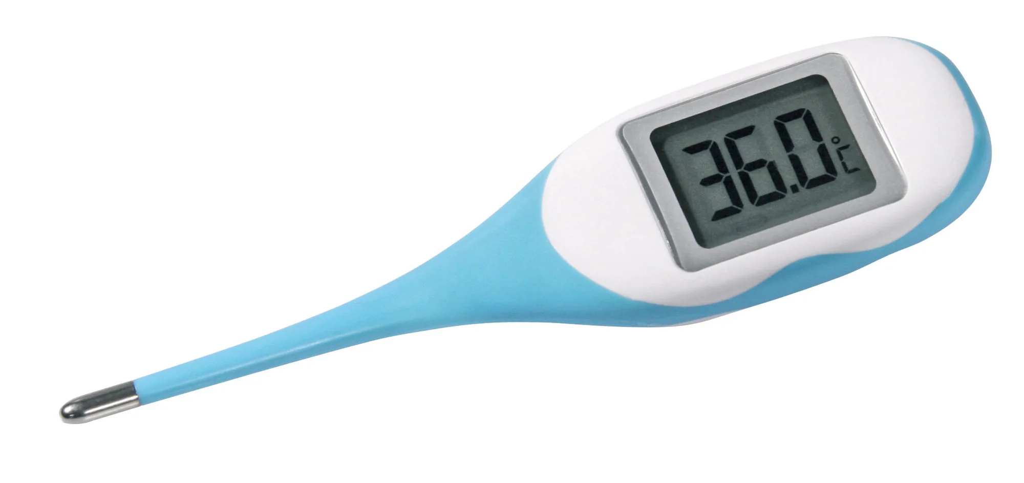 Kerbl Fieberthermometer 2130 in Blau-Weiß mit Digitaldisplay und flexibler Sonde