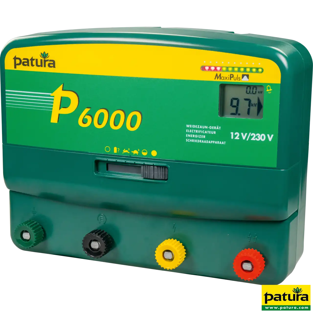 Patura P6000 Multifunktions-Weidezaungerät für 230 V und 12 V mit MaxiPuls und Display, 15 Joule