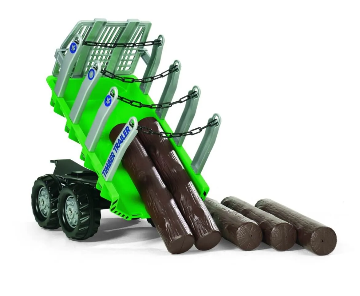 Rolly Toy rollyTimber Trailer 122158 mit Kippfunktion beim Entladen von Baumstämmen