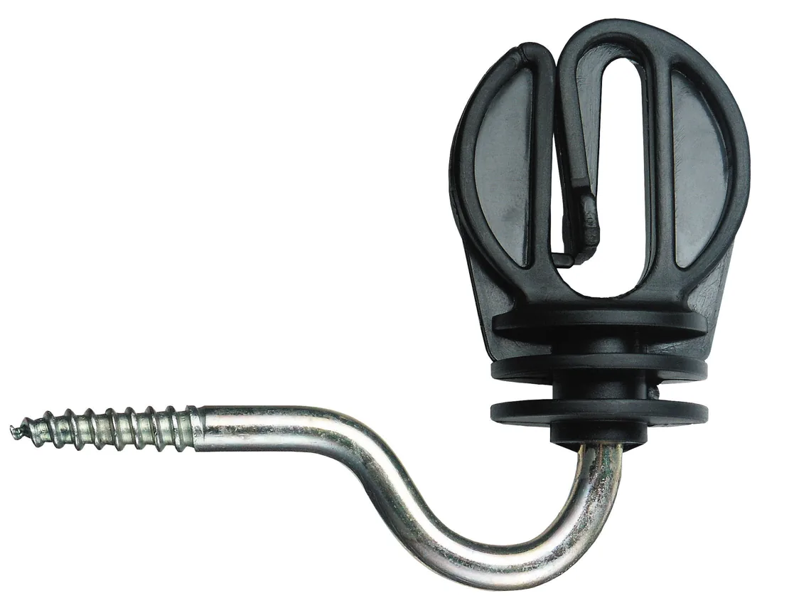 Kerbl Ringisolator mit Holzgewinde für 20-mm-Band, schwarzer Kunststoffisolator