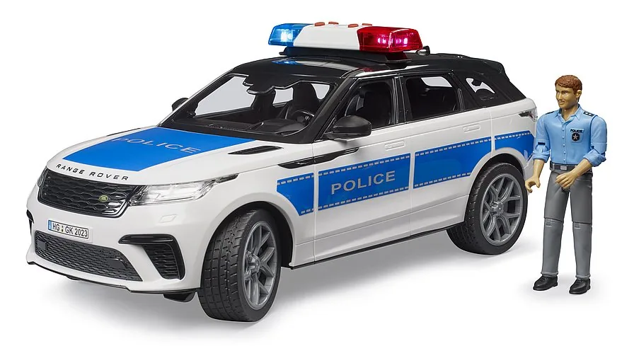 Bruder Range Rover Velar Polizeifahrzeug in Weiß-Blau mit Polizist-Figur, Spielzeug 1:16