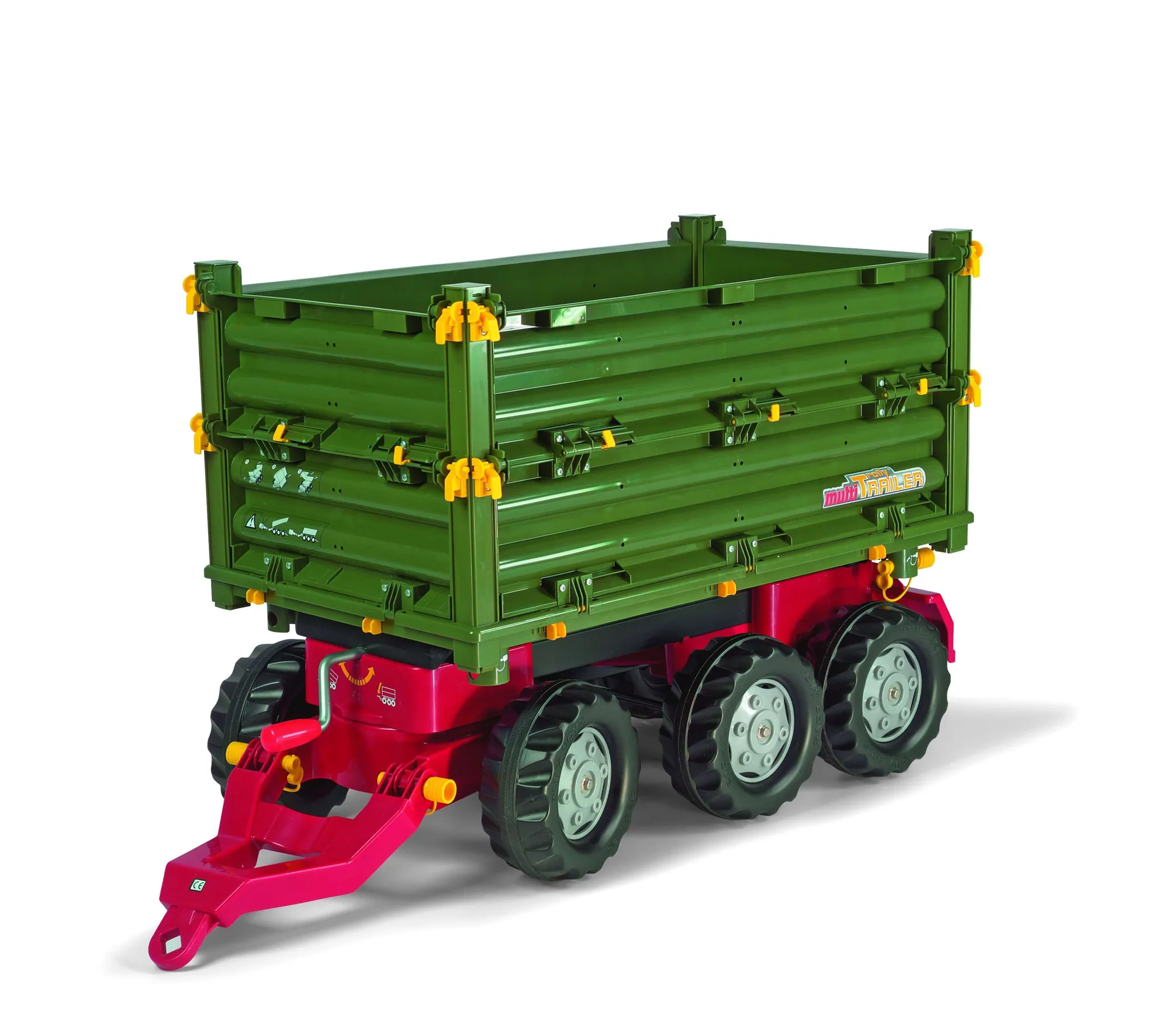 Rolly Toys rollyMulti Trailer in Grün-Rot, Dreiseitenkipper-Anhänger für Pedaltraktoren