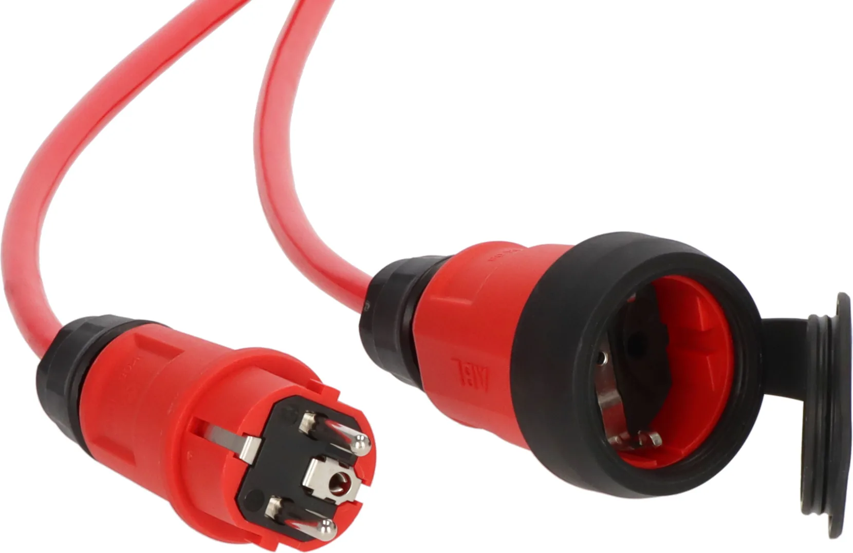 Brennenstuhl Professional Verlängerungskabel 10 m, Detail von Schuko-Stecker und Kupplung