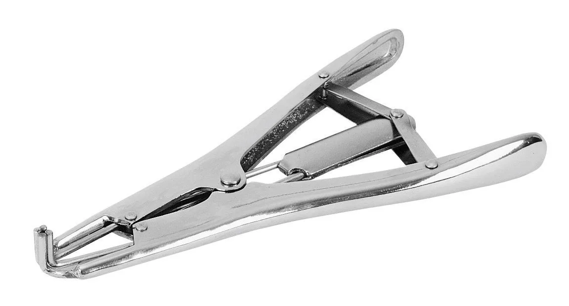 Kerbl Metall-Spannzange aus verchromtem Stahl zum Anlegen von Gummiringen