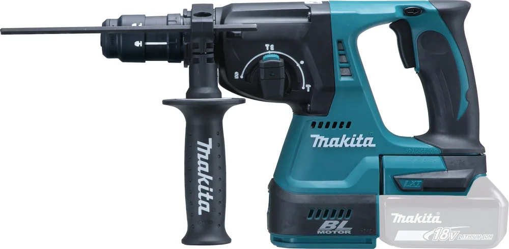 Makita Akku-Kombihammer DHR243Z in Türkis-Schwarz mit SDS-Plus-Aufnahme
