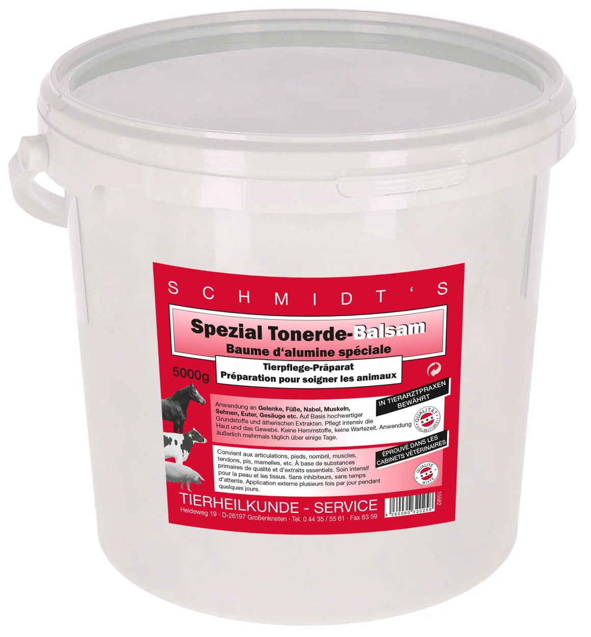 Schmidt's Spezial-Tonerde-Balsam im transparenten Eimer mit rotem Etikett, 5 kg