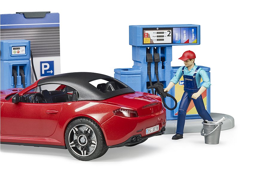 BRUDER 62111 bworld Tankstelle mit Fahrzeug und Waschplatz – Realistisches Spielset für kleine Autofans BRUDER 62111 bworld Tankstelle mit Fahrzeug und Waschplatz – Realistisches Spielset für kleine Autofans