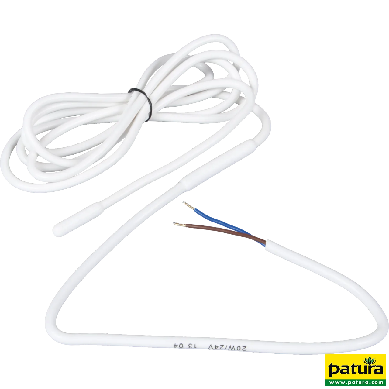 Patura Frostschutz-Heizkabel 24 V 20 W mit 2 m Länge, weißes Heizkabel für Wasserleitungen