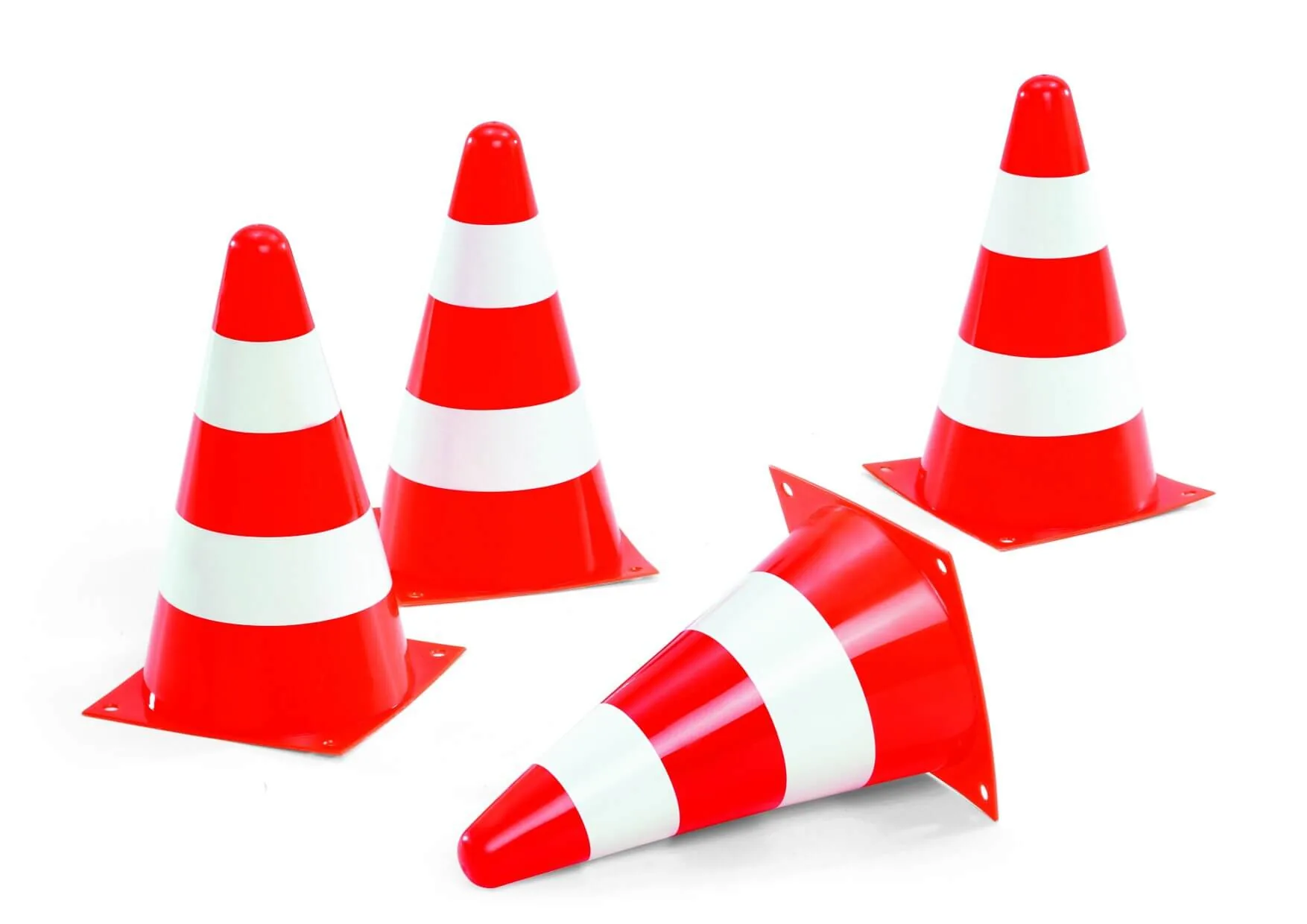 rollyPylons, vier orange-weiße Sport-Pylonen für Kinder, Produktansicht