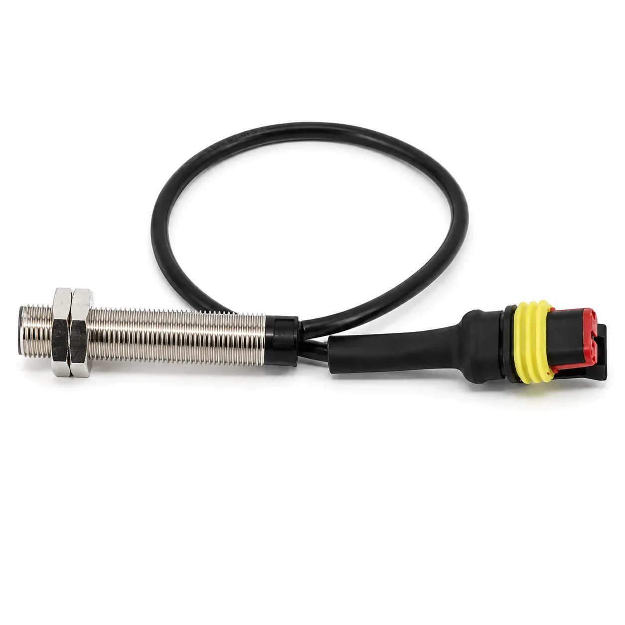 Reed-Sensor M12x1 aus Edelstahl mit Anschlusskabel und Stecker für Landmaschinen