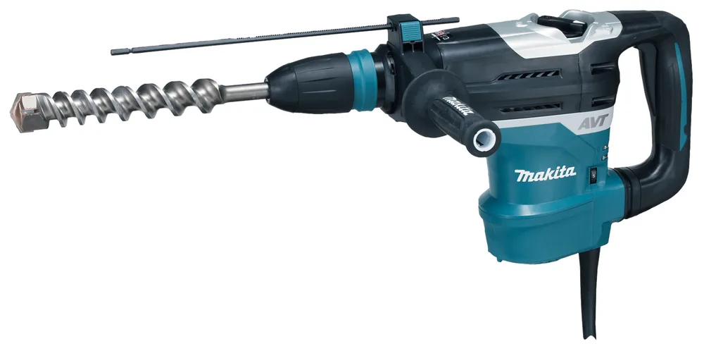 Makita HR4013C Kombihammer mit Bohrer in diagonaler Ansicht