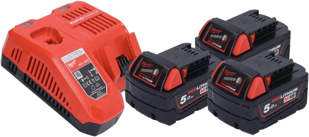 Milwaukee M18 NRG-503 Power-Pack mit Schnellladegerät und drei Akkus