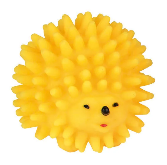 Kerbl Vinyl-Igel in Gelb mit Squeaker, Hundespielzeug, 9 cm