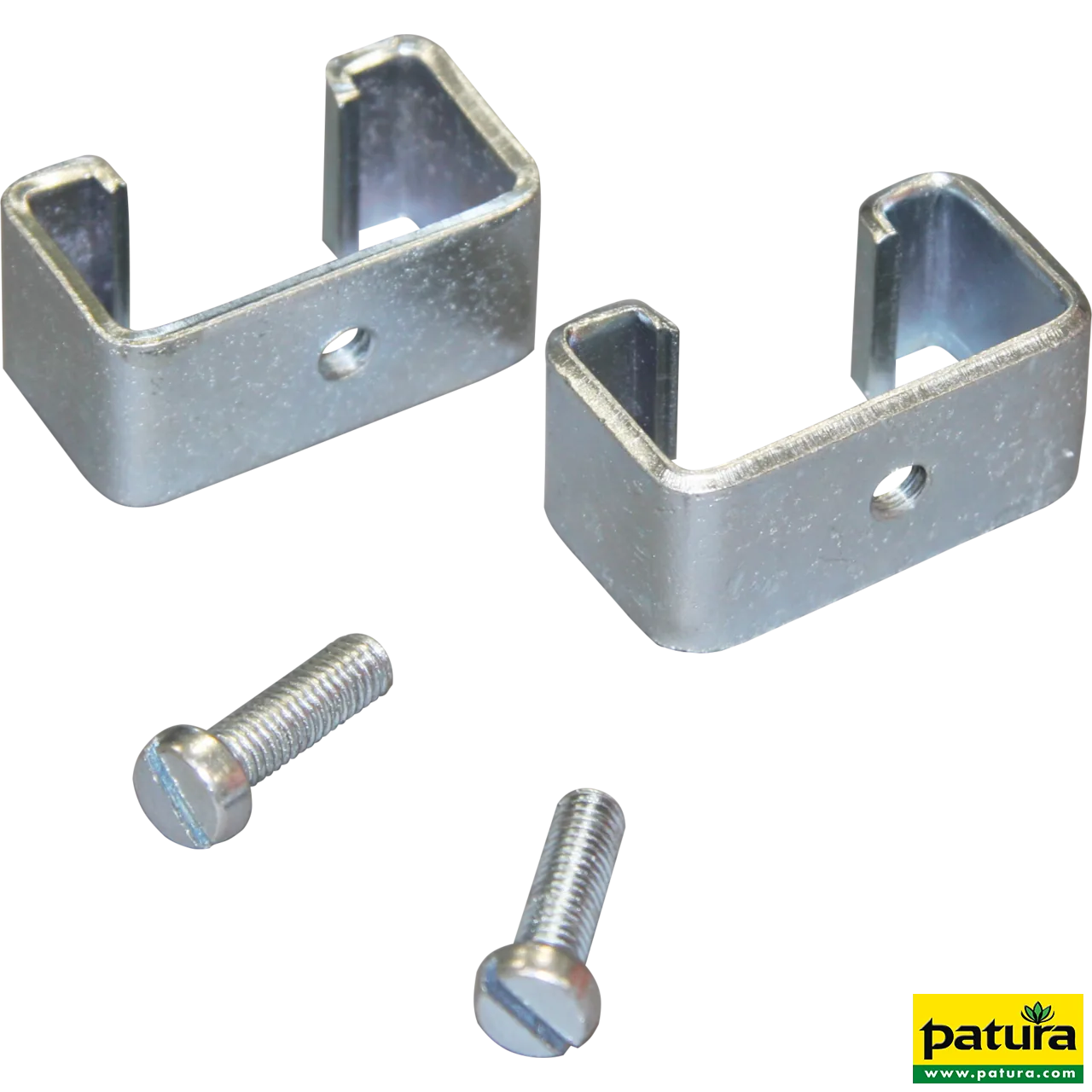 Patura Montageset für T-Pfosten aus verzinktem Stahl mit Bügeln und Schrauben für M6-Isolatoren