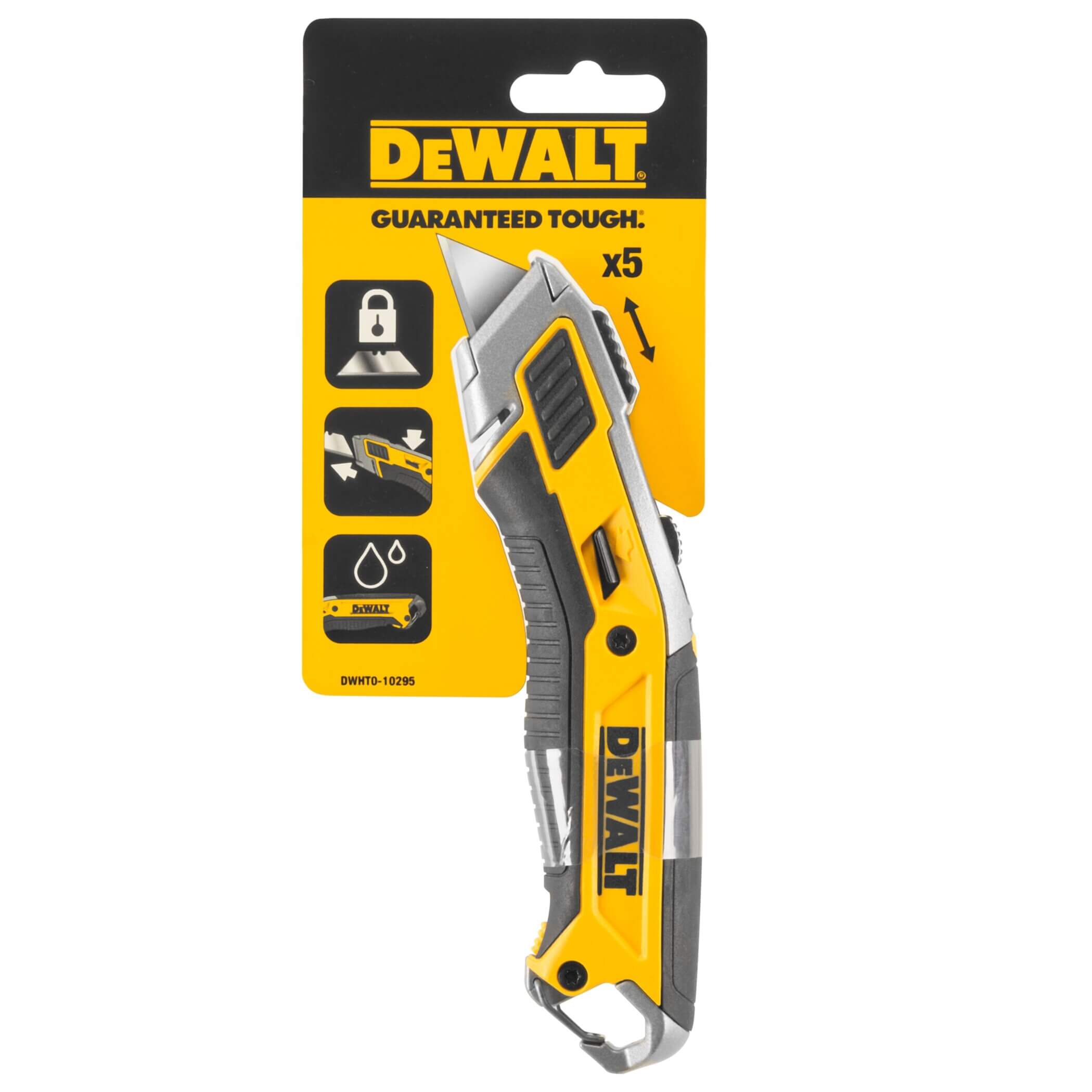 DeWalt DWHT0-10295 Premium-Retraktormesser – Robustes Universalmesser mit integriertem Klingenfach