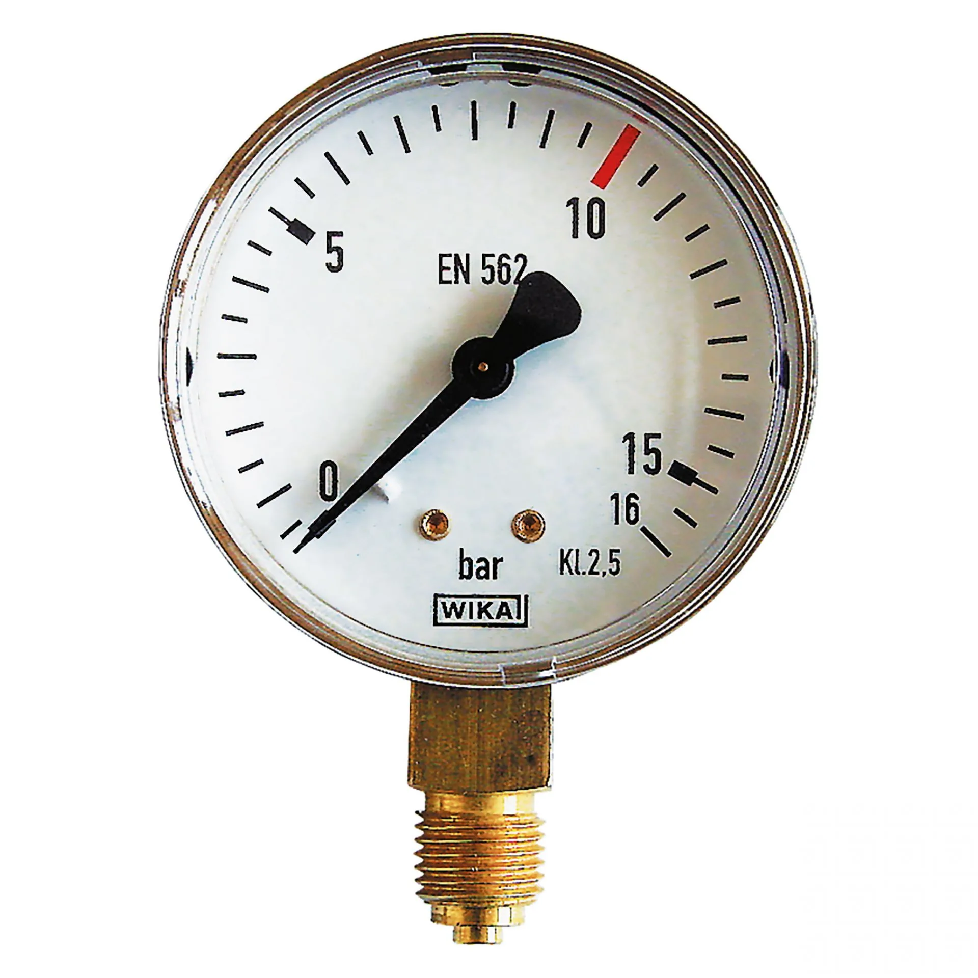 ewo Manometer für Flaschengase Ø 63 mm, weißes Zifferblatt 0–16 bar, Anschluss unten