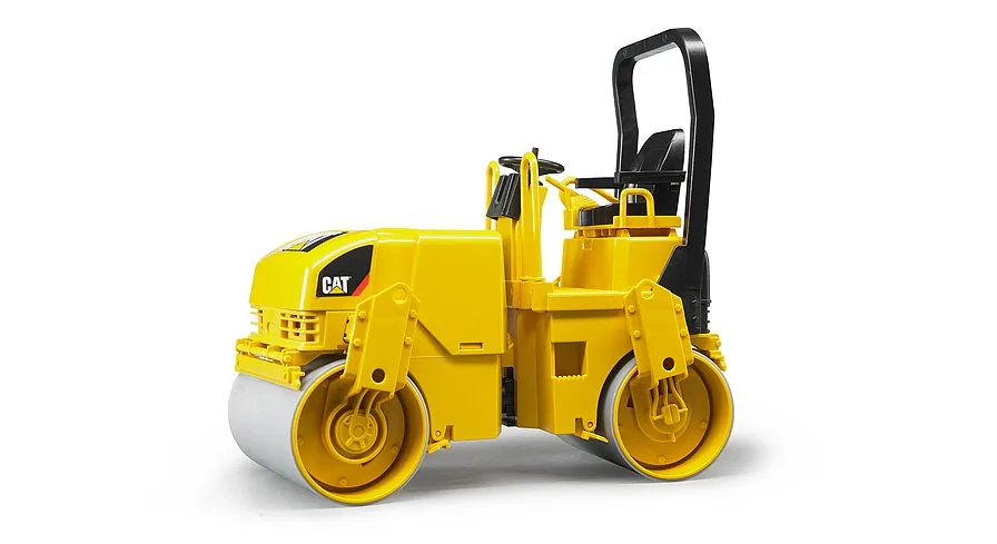 Bruder CAT Tandem-Vibrationswalze in Gelb mit zwei Stahlbandagen und Fahrersitz, Spielzeug 1:16