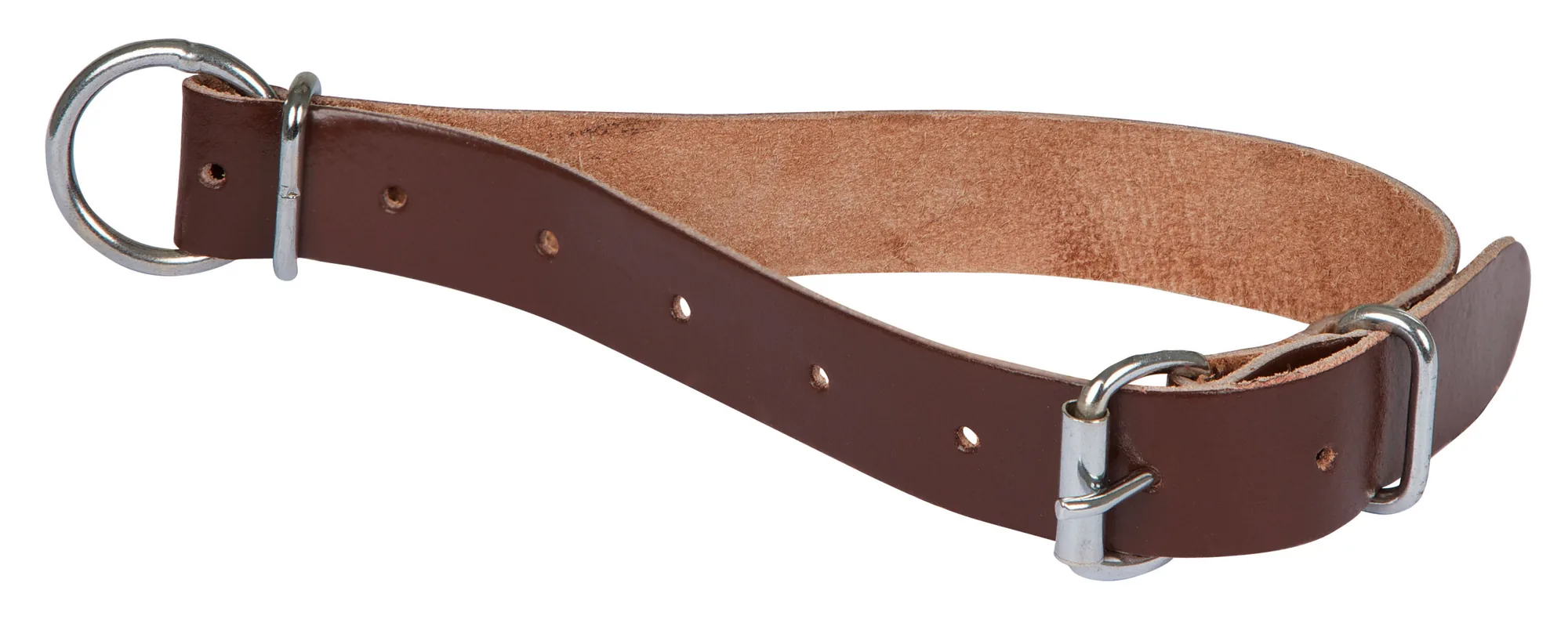 Kerbl Halsriemen für Schafe aus braunem Leder mit Schnalle und D-Ring